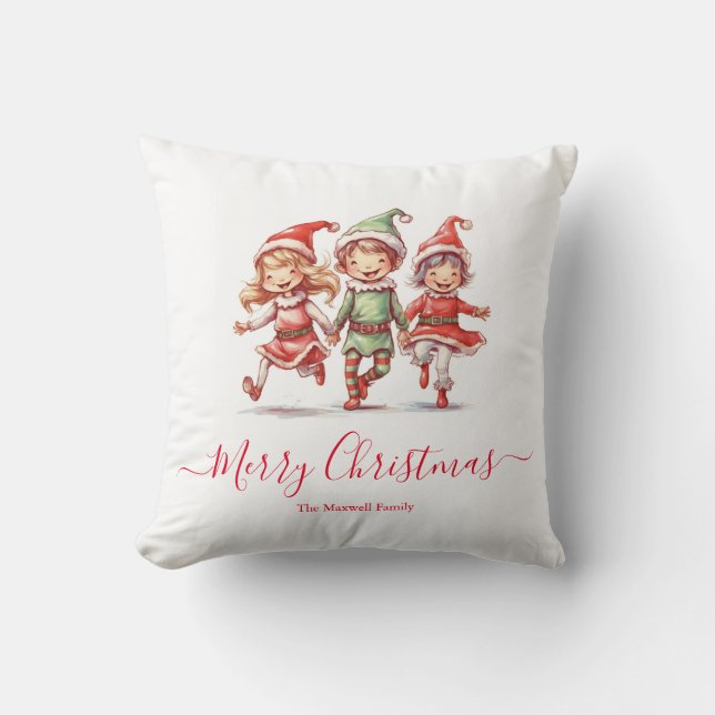 Christmas elves  throw pillow (Front)