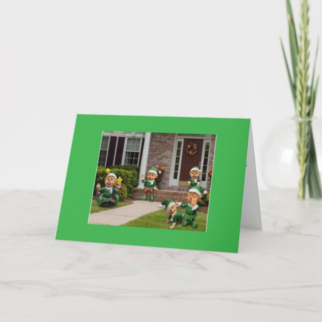 "CHRISTMAS ELVES  W/ CHRISTMAS WISHES" CARD (Front)