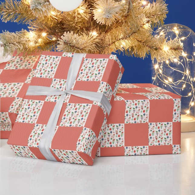 Christmas Elves With Red Stripes Wrapping Paper (Holidays)