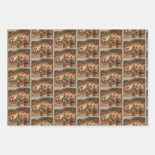 Christmas Elves Wrapping Paper Set 2 (Front)