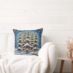  Christmas Embroidered Snowflake Throw Pillow 