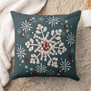  Christmas Embroidered Snowflake Throw Pillow  