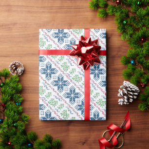 Christmas embroidered Snowflakes, Christmas trees, Wrapping Paper