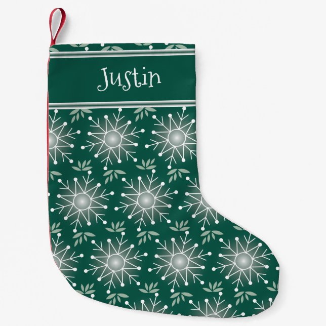 Christmas emerald green stocking personalize name (Front)