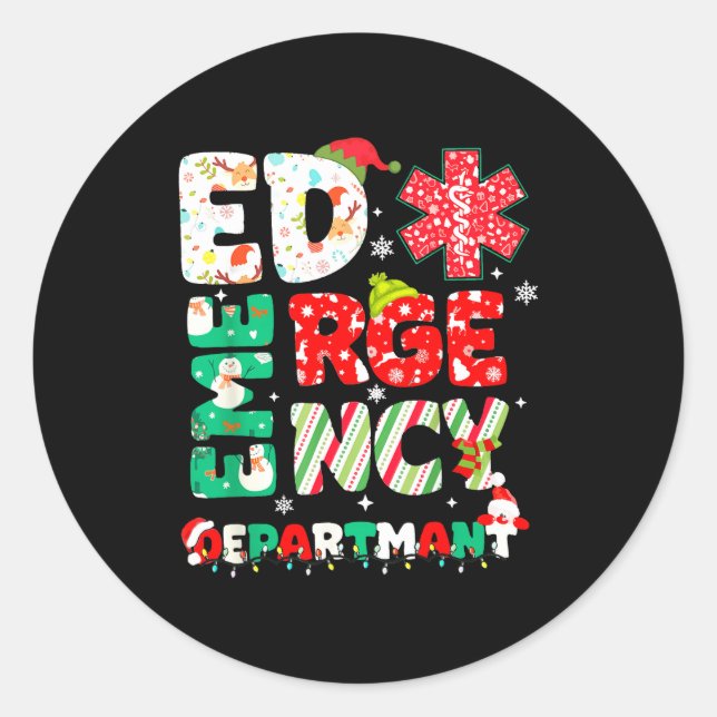 Christmas Emergency Room Er Rn Nurse Department He Classic Round Sticker (Front)