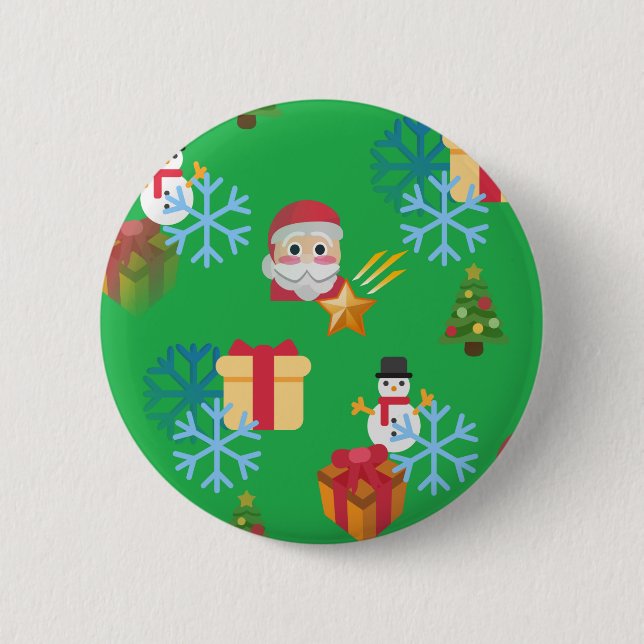 christmas emoji 2 inch round button (Front)