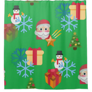 christmas emoji bathroom shower curtain