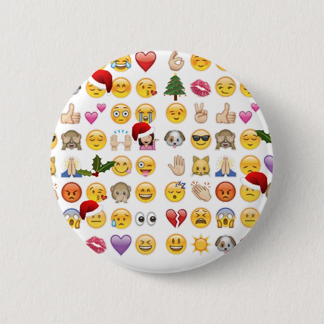 christmas emojis 2 inch round button (Front)