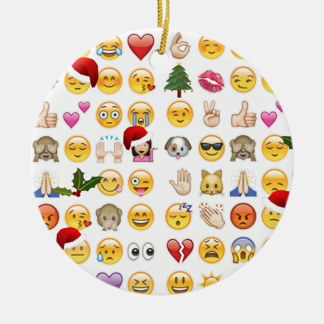 christmas emojis ceramic ornament (Front)