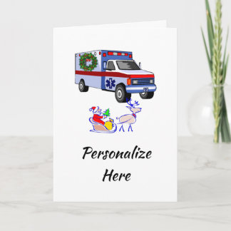 Christmas EMS Santa Ambulance Card