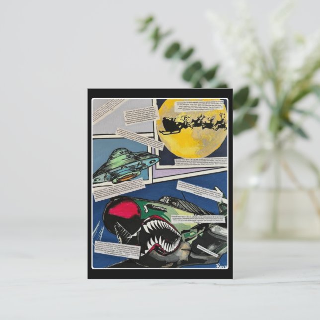 'Christmas Encounters' Painting on a  Postcard (Standing Front)