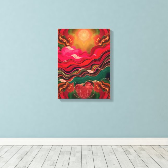 Christmas Energy Bloom – Frequency Wrapped Canvas (Insitu(Wood Floor))