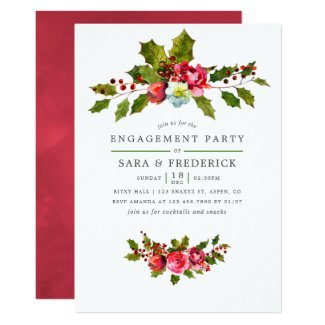 Christmas Engagement Party Holly and Ivy Invite