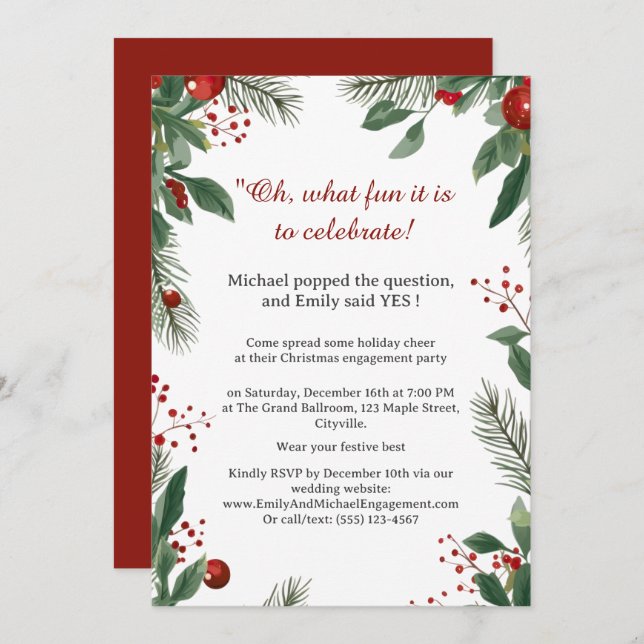 Christmas Engagement Party Invitation (Front/Back)