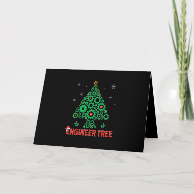 Christmas Engineer Tree Mechanical Engineering Card (Front)