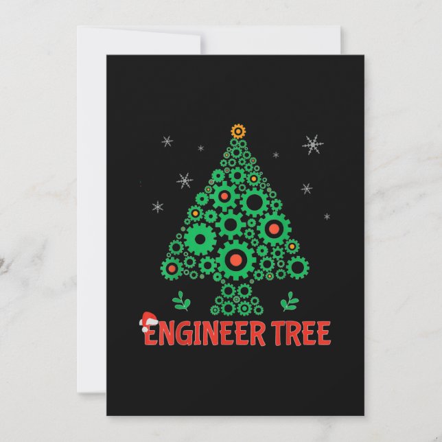 Christmas Engineer Tree Mechanical Engineering Holiday Card (Front)