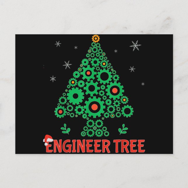 Christmas Engineer Tree Mechanical Engineering Holiday Postcard (Front)