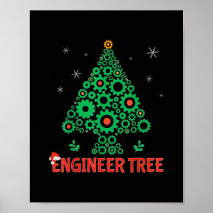 Christmas Engineer Tree Mechanical Engineering Poster