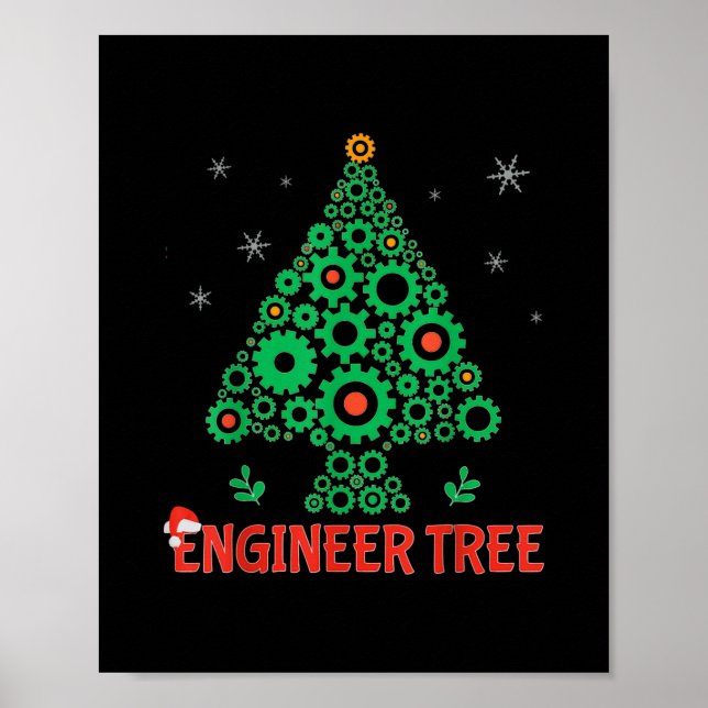 Christmas Engineer Tree Mechanical Engineering Poster (Front)