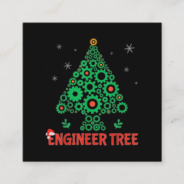 Christmas Engineer Tree Mechanical Engineering Square Business Card (Front)