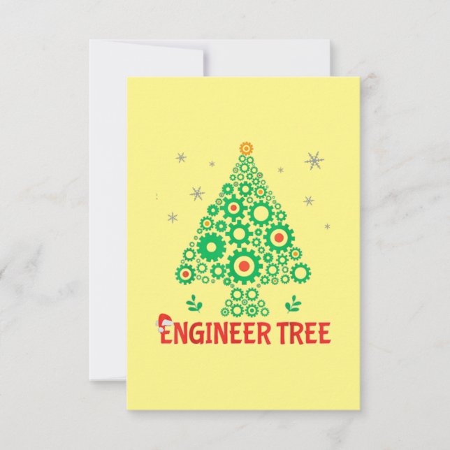 Christmas Engineer Tree Mechanical Engineering Thank You Card (Front)