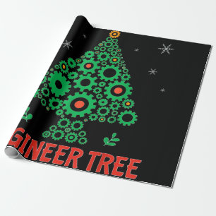 Christmas Engineer Tree Mechanical Engineering Wrapping Paper
