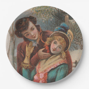 Christmas, England-Vintage Victorian Era Ad, 1980 Paper Plate