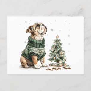 Christmas English Bulldog Christmas Tree Holiday Postcard