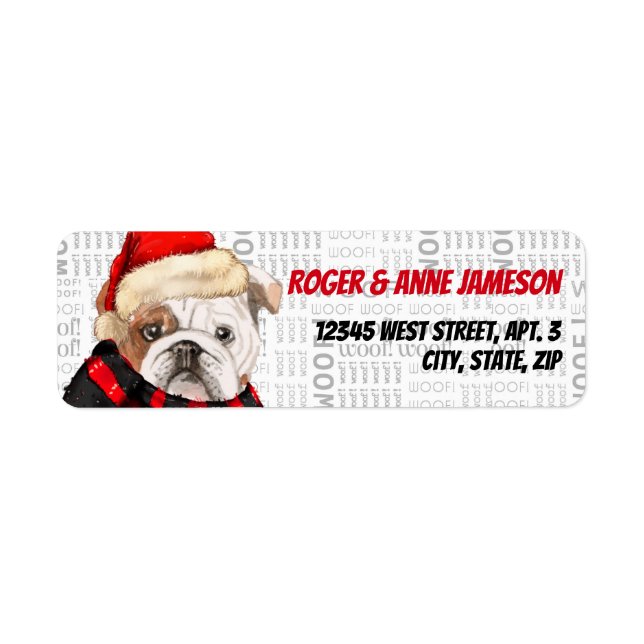 Christmas English Bulldog in a Scarf (Front)