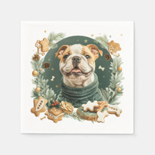 Christmas English Bulldog Napkin