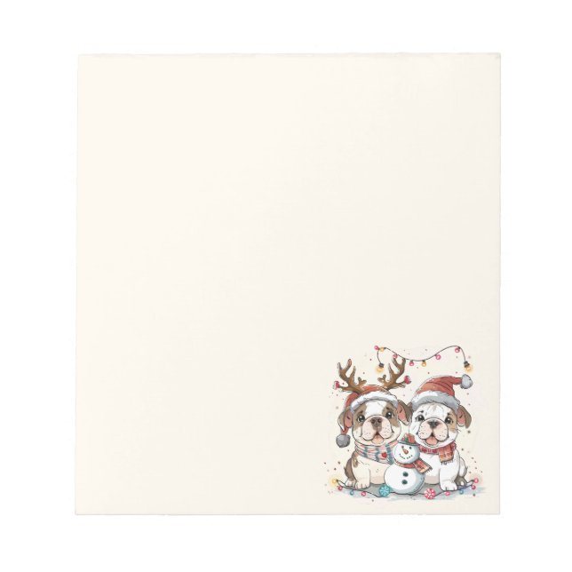 Christmas English Bulldogs Notepad (Front)