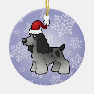 Christmas English Cocker Spaniel Ceramic Ornament
