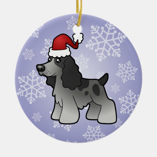 Christmas English Cocker Spaniel Ceramic Ornament (Front)