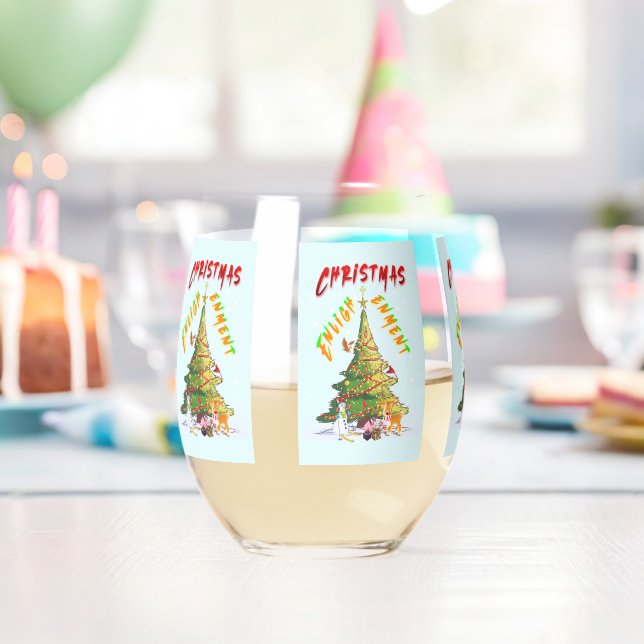 Christmas Enlightenment Stemless Wine Glass (Insitu (Birthday))