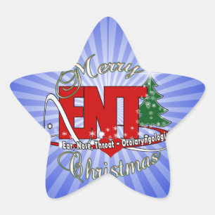 CHRISTMAS ENT DOCTOR EAR, NOSE, THROAT STAR STICKER