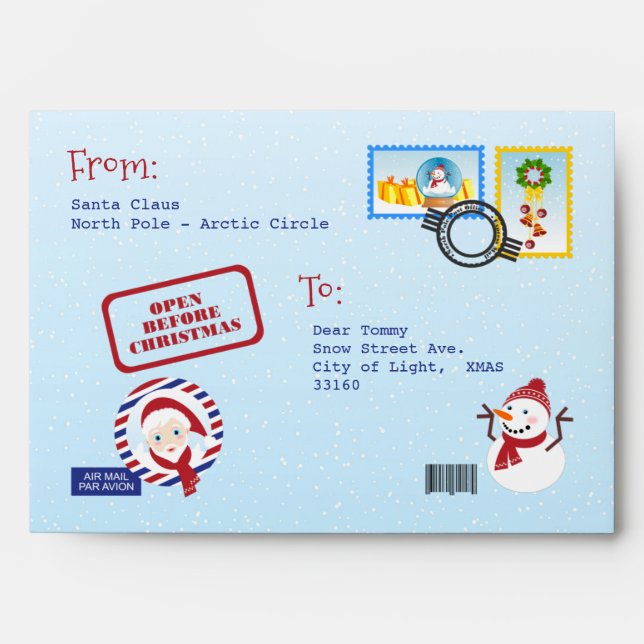 Christmas Envelope for Santa Claus  Letter (Front)