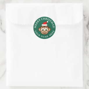 Christmas envelope seals with cute Santa monkey