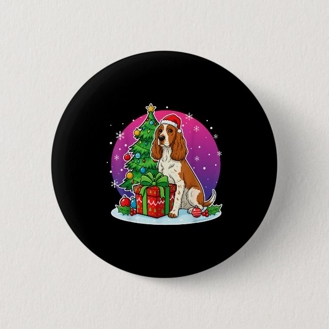 Christmas Er Spaniel Santa Hat Xmas Men Women  2 Inch Round Button (Front)