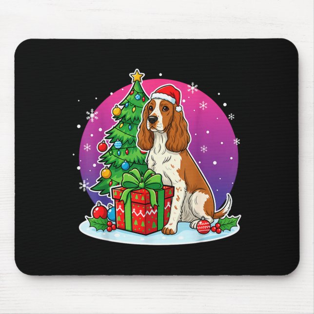 Christmas Er Spaniel Santa Hat Xmas Men Women  Mouse Pad (Front)