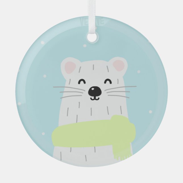 Christmas ermine  glass ornament (Front)