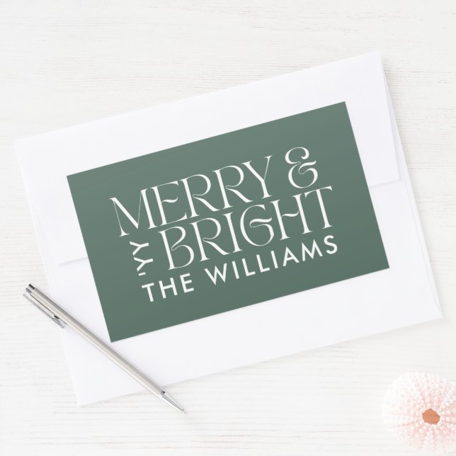Christmas eucalyptus green modern elegant simple sticker (Envelope)