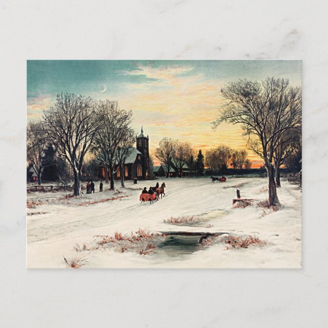 Christmas Eve, 1889, vintage painting, Postcard (Front)