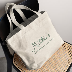 Christmas Eve Bag   Festive Holiday Name Tote