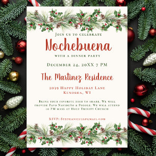 Christmas Eve Botanical Mexican Nochebuena Invitation