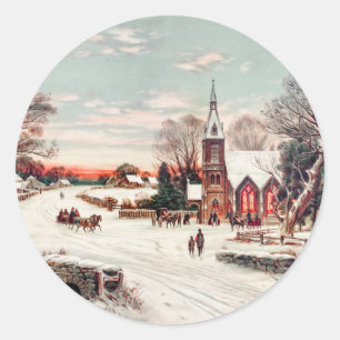 Christmas Eve by Hoover & Son Painting Holiday Classic Round Sticker