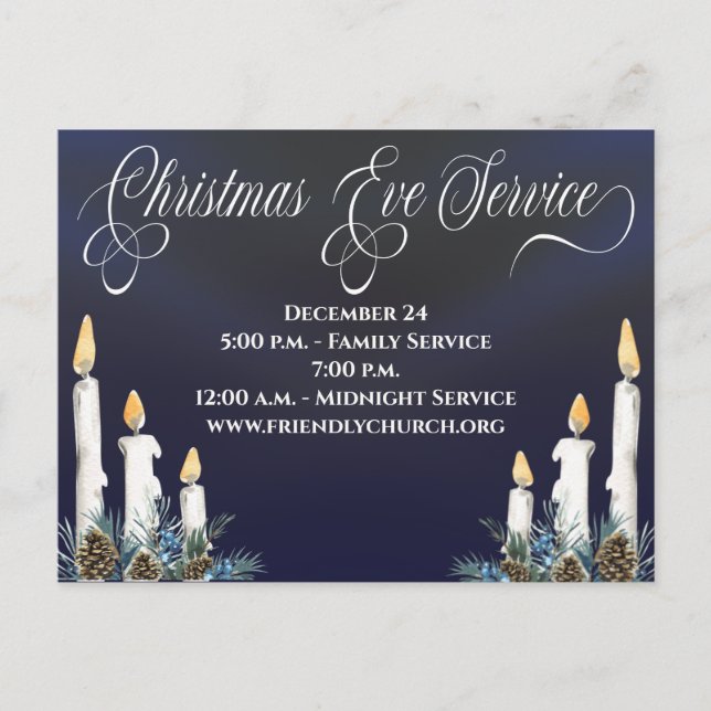 Christmas Eve Candlelight Service Church Postcard (Front)