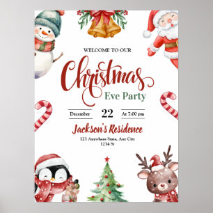 Christmas Eve Dinner Invitation, Christmas party Poster