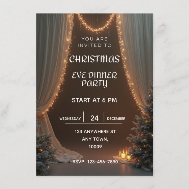 Christmas Eve dinner party invitation template (Devant)