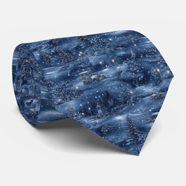 Christmas Eve Golf Course Necktie (Rolled)