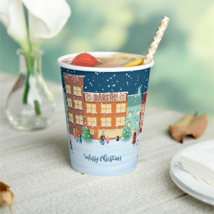 Christmas Eve in Town Holiday Paper Cups